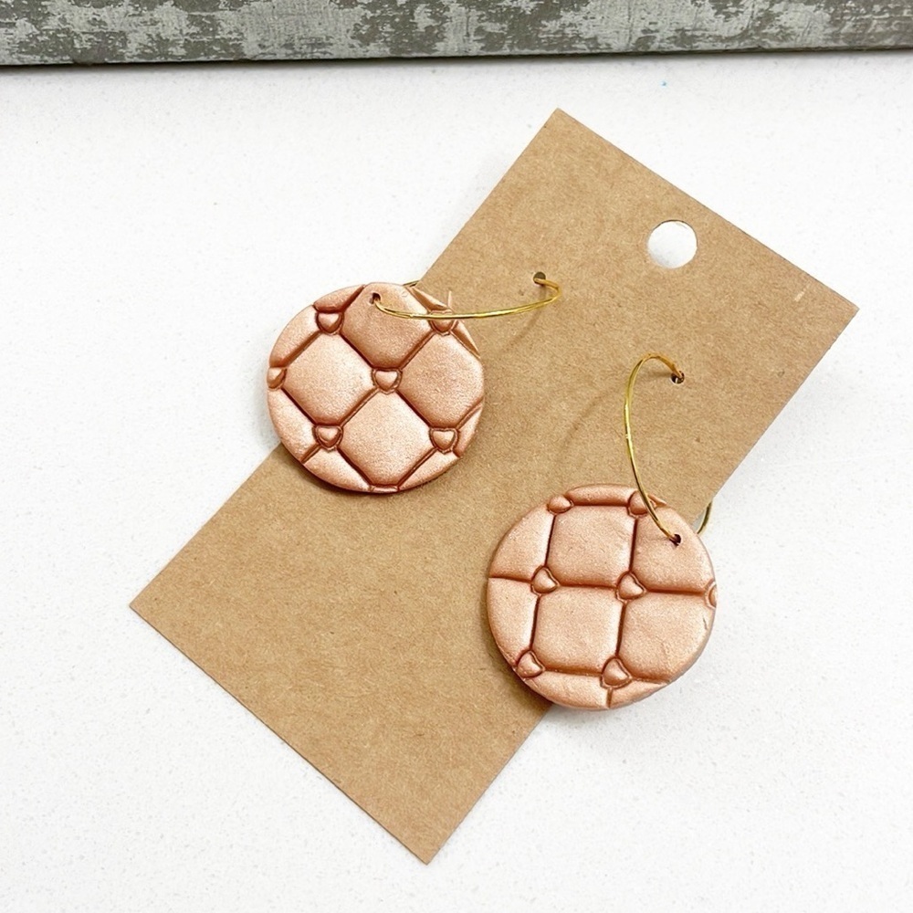 Quilted heart hoop hand made earrings